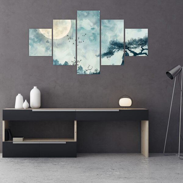 Obraz - Malowanie księżyca w pełni (125x70 cm)