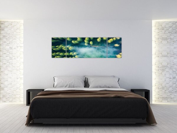 Obraz - Las spowity mgłą (170x50 cm)