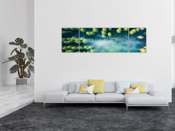 Obraz - Las spowity mgłą (170x50 cm)
