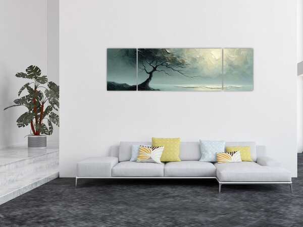 Obraz - Obraz olejny przedstawiający drzewo z oceanem (170x50 cm)