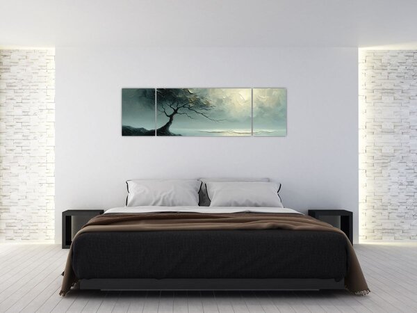 Obraz - Obraz olejny przedstawiający drzewo z oceanem (170x50 cm)