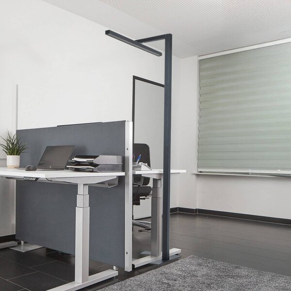 Arcchio lampa stojąca biurowa LED Jolinda, w kształcie litery T, czarna, 4000 K Jolinda Arcchio, możliwość ściemniania, czarny, biuro, aluminium, nowoczesny