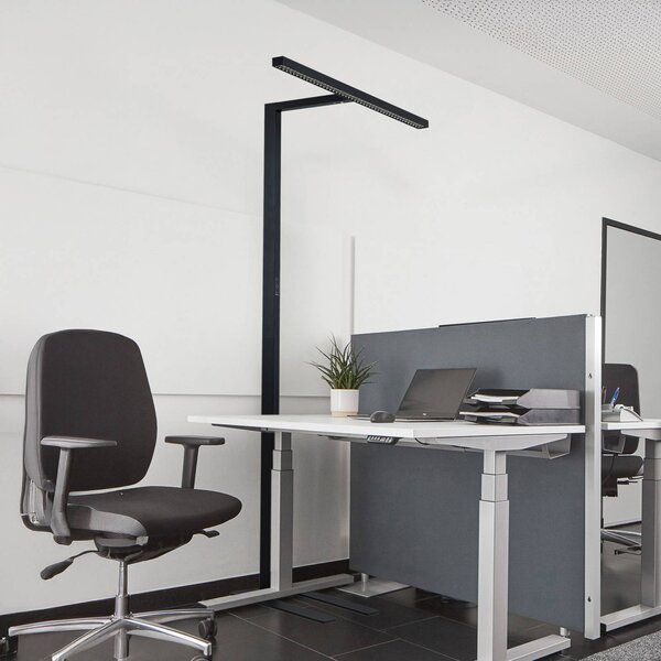 Arcchio lampa stojąca biurowa LED Jolinda, w kształcie litery T, czarna, 4000 K Jolinda Arcchio, możliwość ściemniania, czarny, biuro, aluminium, nowoczesny