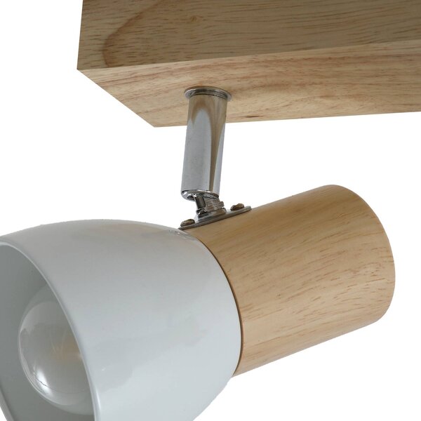 Lampa sufitowa Lindby Thorin, 27 cm, 2-punktowa, biały, drewno, E14 Thorin Lindby, możliwość ściemniania, jasne drewno, salon / jadalnia, drewno, skandynawski