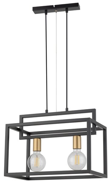 Prostokątny zwis czarny Vigo wisząca lampa klatka loftowa - czarny