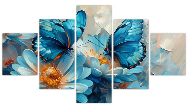 Obraz - Niebieskie motyle (125x70 cm)