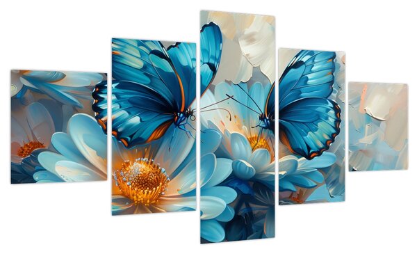 Obraz - Niebieskie motyle (125x70 cm)