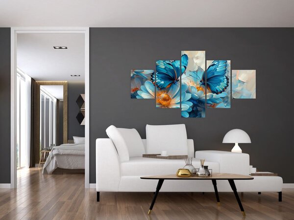 Obraz - Niebieskie motyle (125x70 cm)