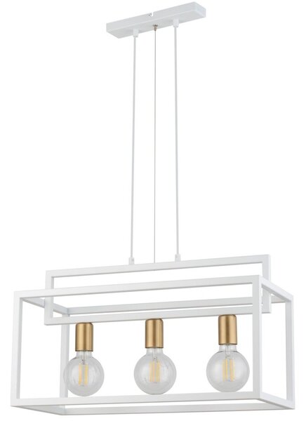 Loftowy zwis biały Vigo metalowa klatka wisząca nad stół