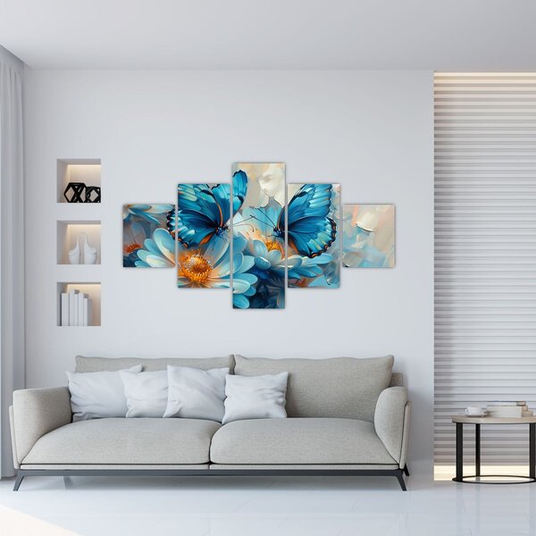 Obraz - Niebieskie motyle (125x70 cm)