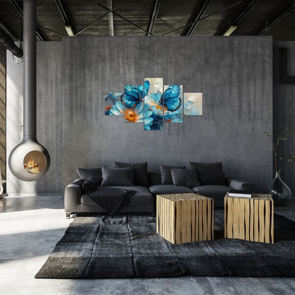 Obraz - Niebieskie motyle (125x70 cm)