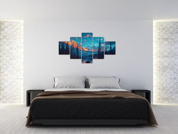Obraz - Kemping w górach (125x70 cm)