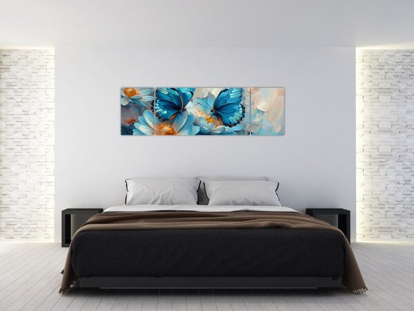 Obraz - Niebieskie motyle (170x50 cm)