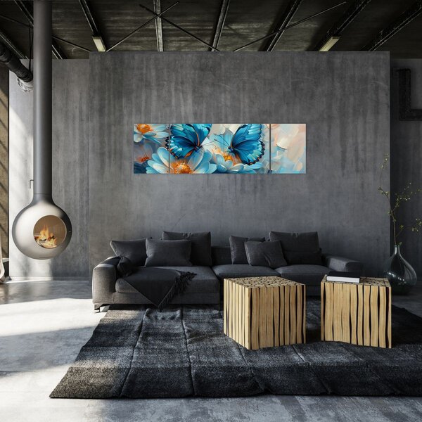 Obraz - Niebieskie motyle (170x50 cm)