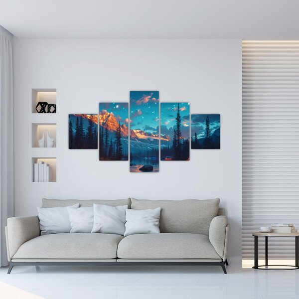 Obraz - Kemping w górach (125x70 cm)