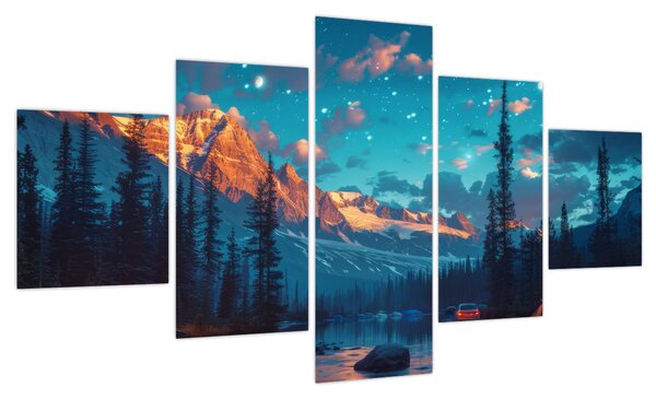 Obraz - Kemping w górach (125x70 cm)