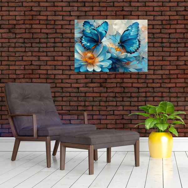 Obraz - Niebieskie motyle (70x50 cm)