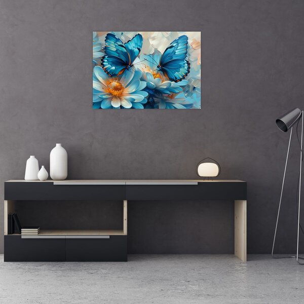 Obraz - Niebieskie motyle (70x50 cm)
