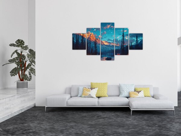 Obraz - Kemping w górach (125x70 cm)
