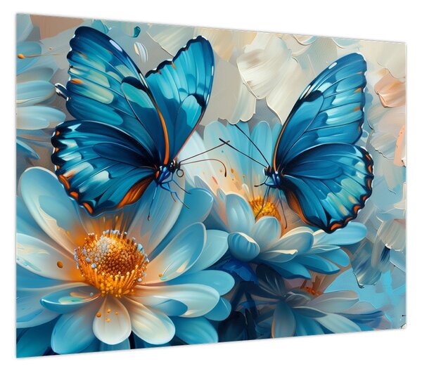 Obraz - Niebieskie motyle (70x50 cm)