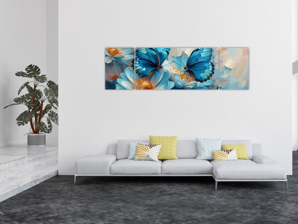 Obraz - Niebieskie motyle (170x50 cm)