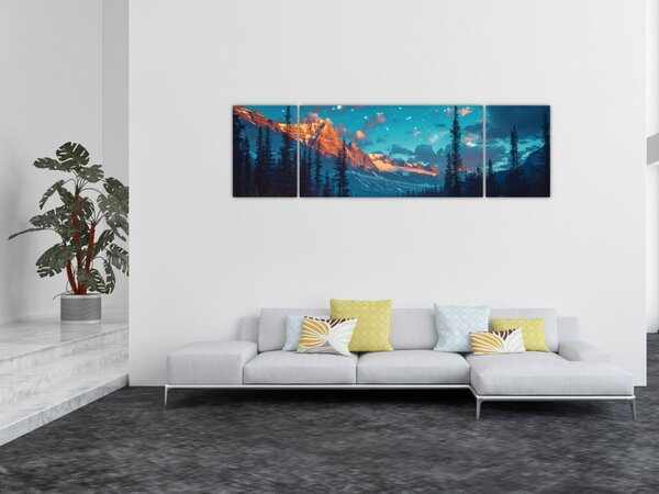 Obraz - Kemping w górach (170x50 cm)