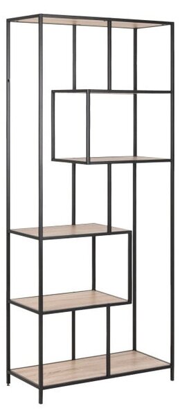 Czarno-naturalny regał w dekorze dębu 77x185 cm Seaford – Actona