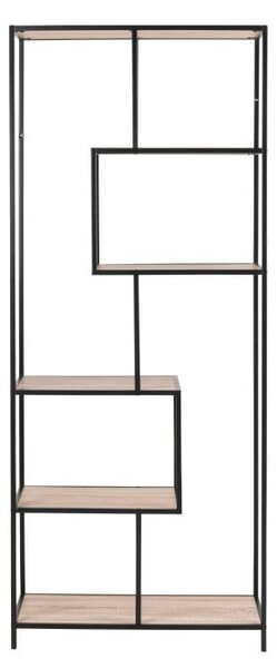Czarno-naturalny regał w dekorze dębu 77x185 cm Seaford – Actona