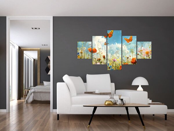 Obraz - Motyle na letniej łące (125x70 cm)