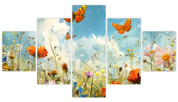 Obraz - Motyle na letniej łące (125x70 cm)