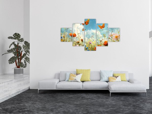 Obraz - Motyle na letniej łące (125x70 cm)