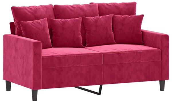 Sofa 2-osobowa, winna czerwieÅ, 120 cm, tapicerowana aksamitem