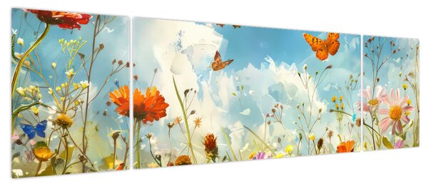 Obraz - Motyle na letniej łące (170x50 cm)