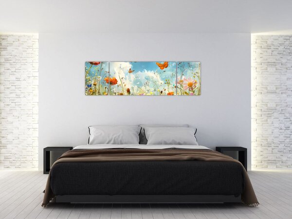 Obraz - Motyle na letniej łące (170x50 cm)
