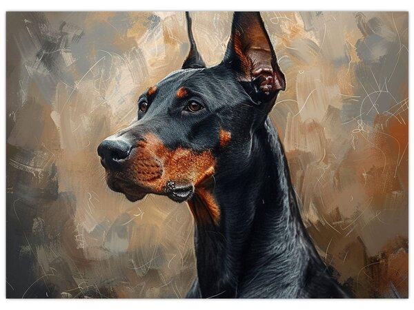 Obraz - Portret Dobrmana (70x50 cm)