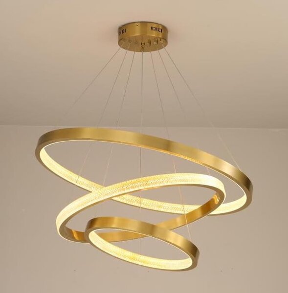 Żyrandol LED, trzy pierścienie - Dona 80 - mosiądz, średnica 80cm, 60cm, 40cm domodes
