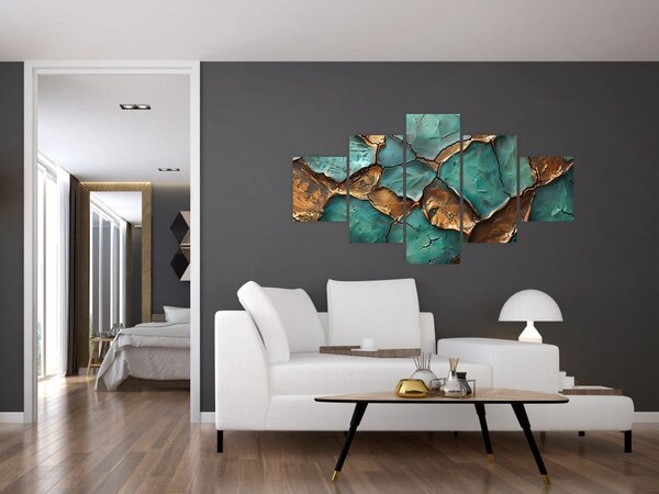 Obraz - Zielono-złoty obraz (125x70 cm)
