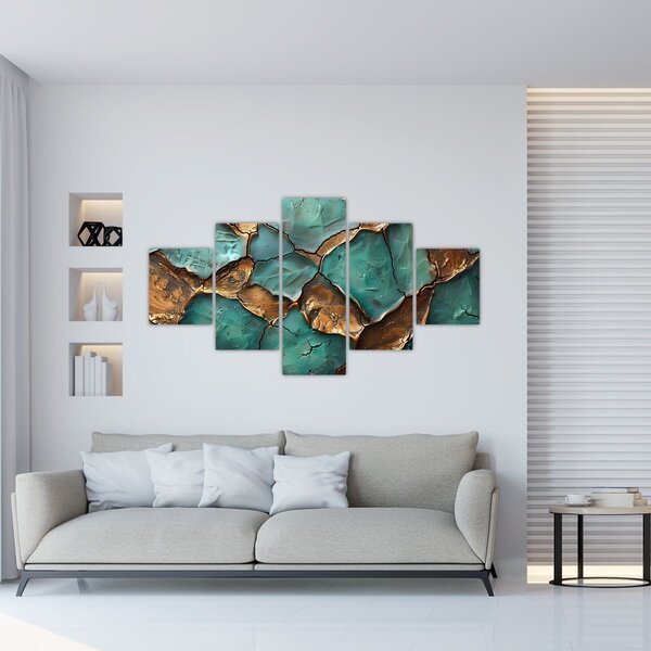 Obraz - Zielono-złoty obraz (125x70 cm)