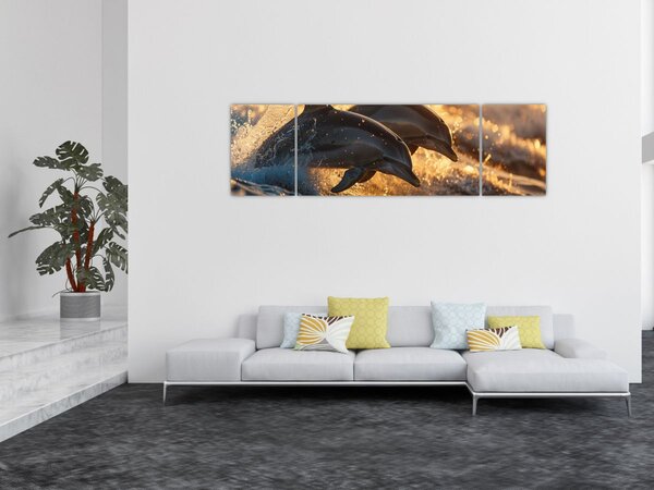 Obraz - Delfiny (170x50 cm)