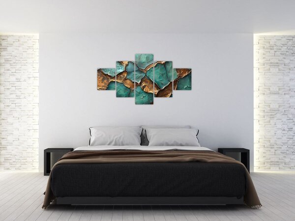 Obraz - Zielono-złoty obraz (125x70 cm)