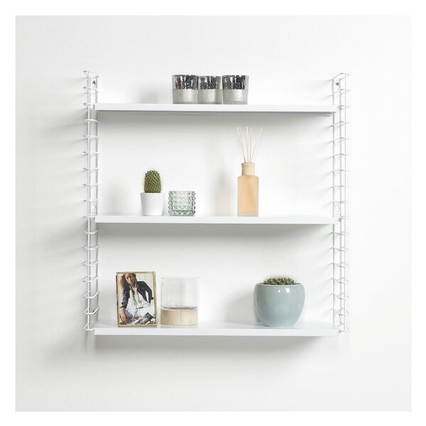 Półka 3-poziomowa z białymi elementami Metaltex Libro, dł. 70 cm