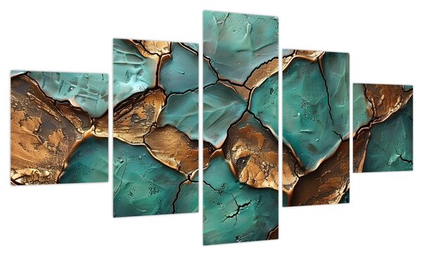 Obraz - Zielono-złoty obraz (125x70 cm)