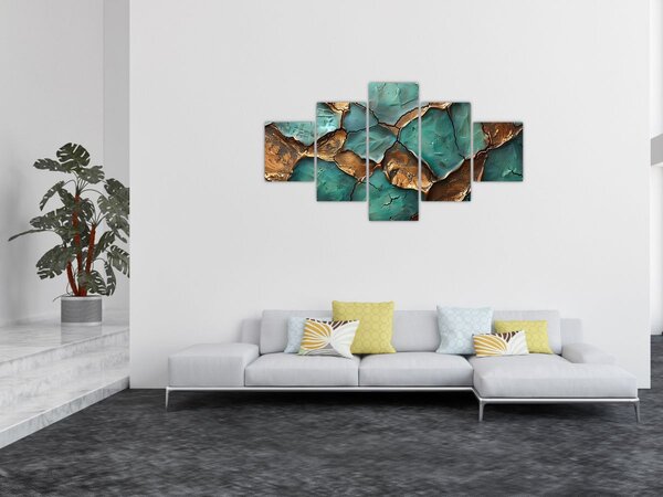 Obraz - Zielono-złoty obraz (125x70 cm)