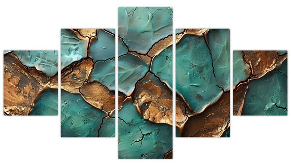 Obraz - Zielono-złoty obraz (125x70 cm)