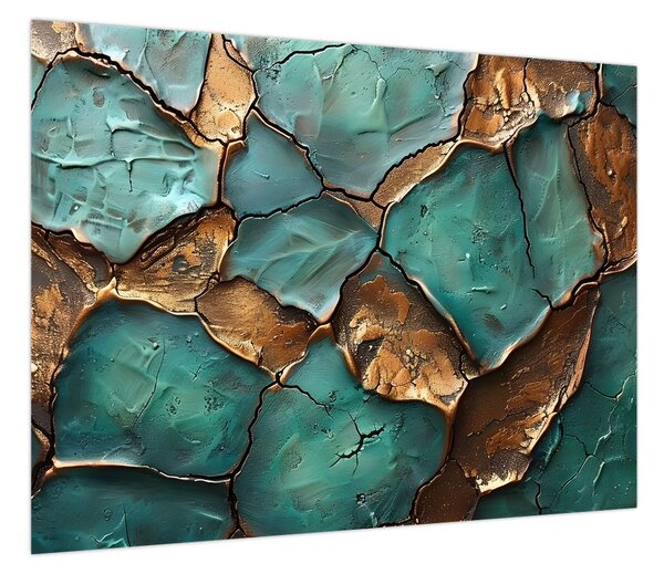 Obraz - Zielono-złoty obraz (70x50 cm)