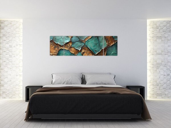 Obraz - Zielono-złoty obraz (170x50 cm)