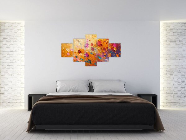 Obraz - Malowanie kolorowych kwiatów (125x70 cm)