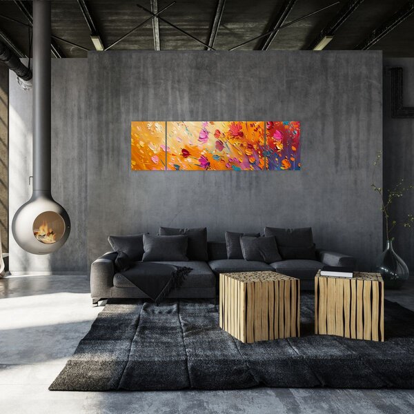 Obraz - Malowanie kolorowych kwiatów (170x50 cm)