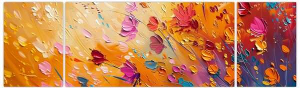 Obraz - Malowanie kolorowych kwiatów (170x50 cm)