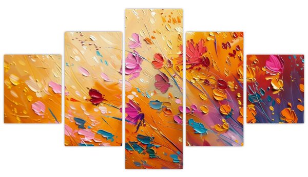 Obraz - Malowanie kolorowych kwiatów (125x70 cm)